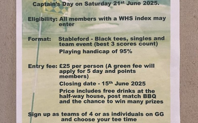 Captain’s Day Saturday June 21st