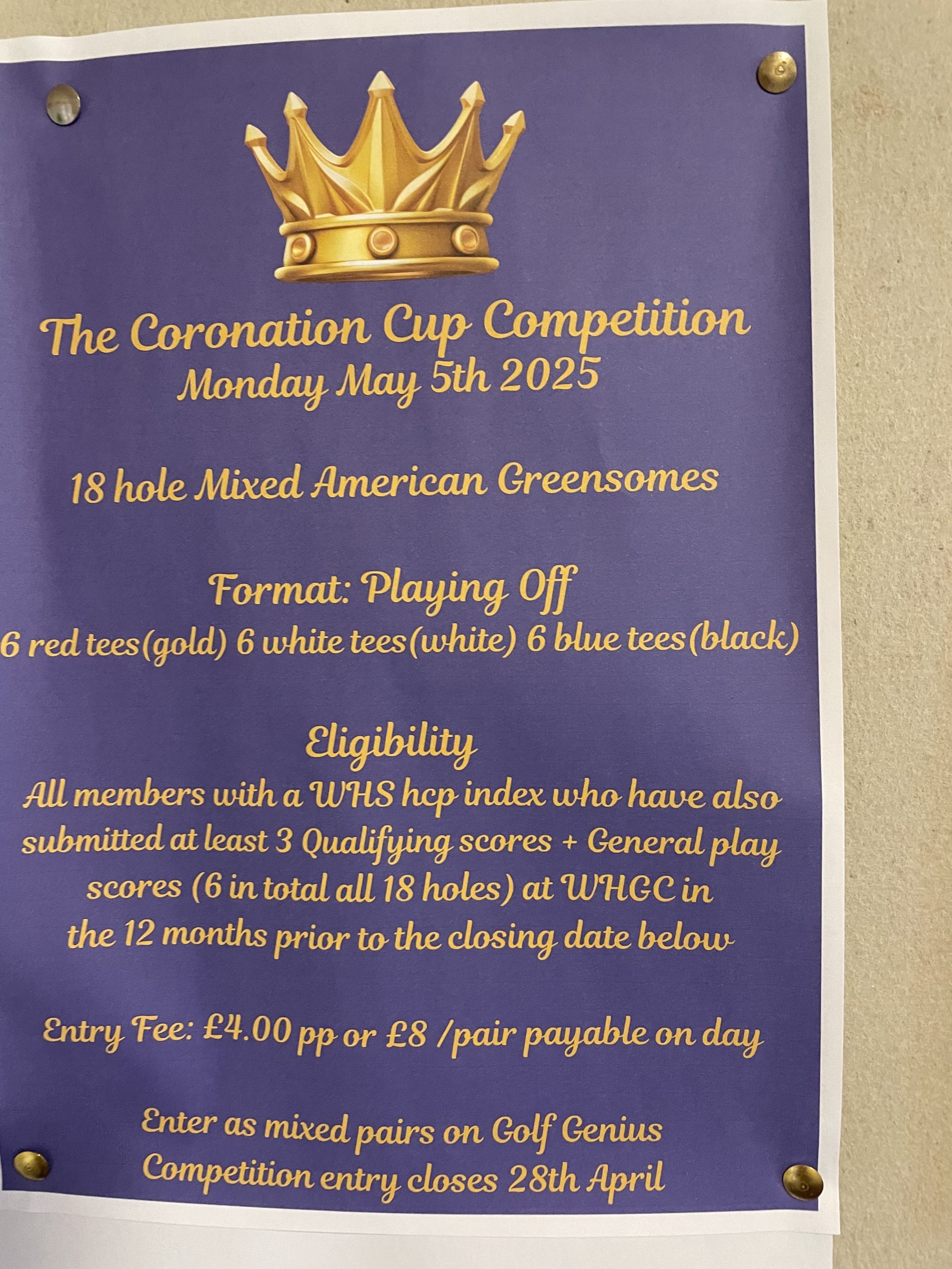 Coronation Cup Results