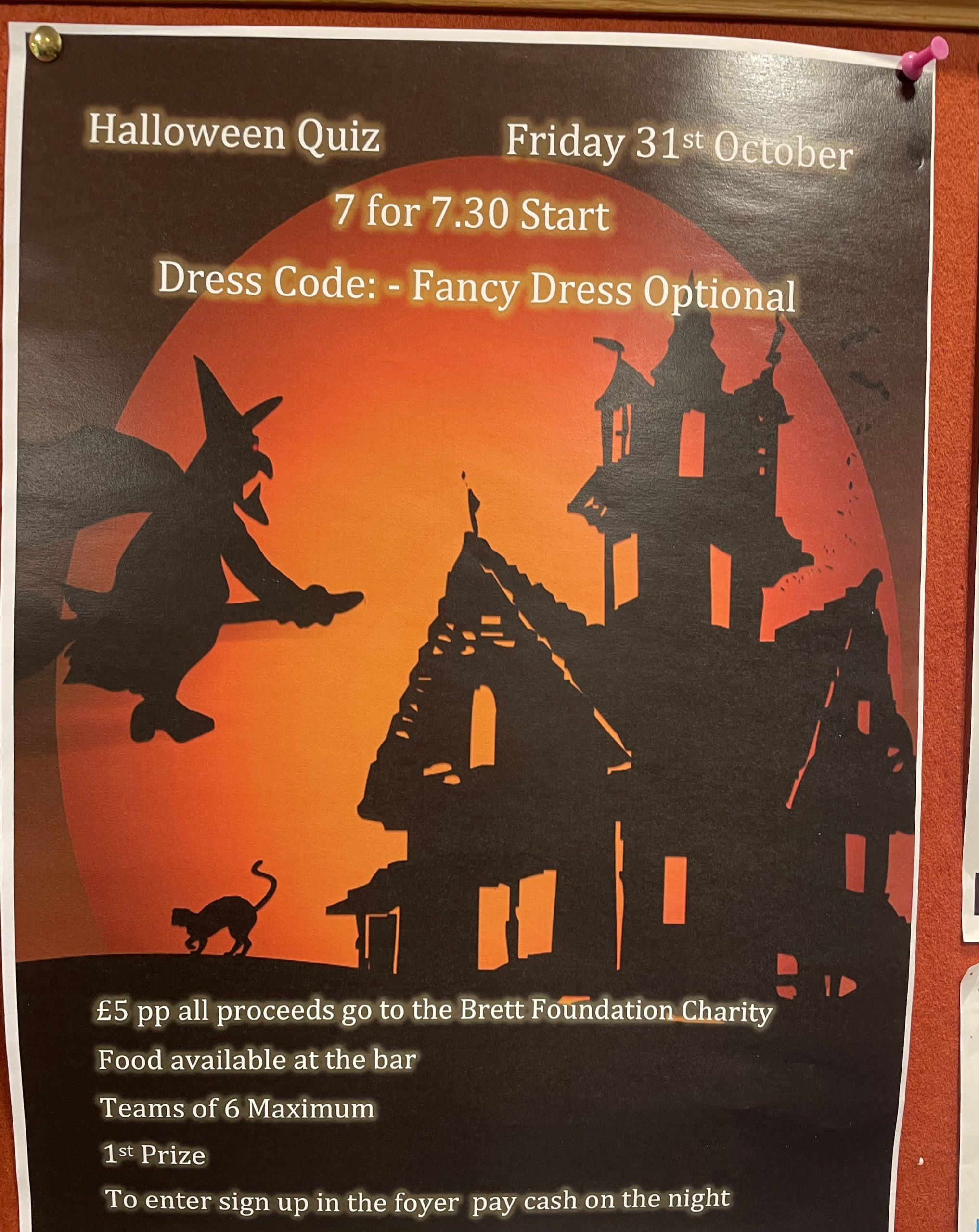 Don’t hide at home….come out for the Halloween Quiz