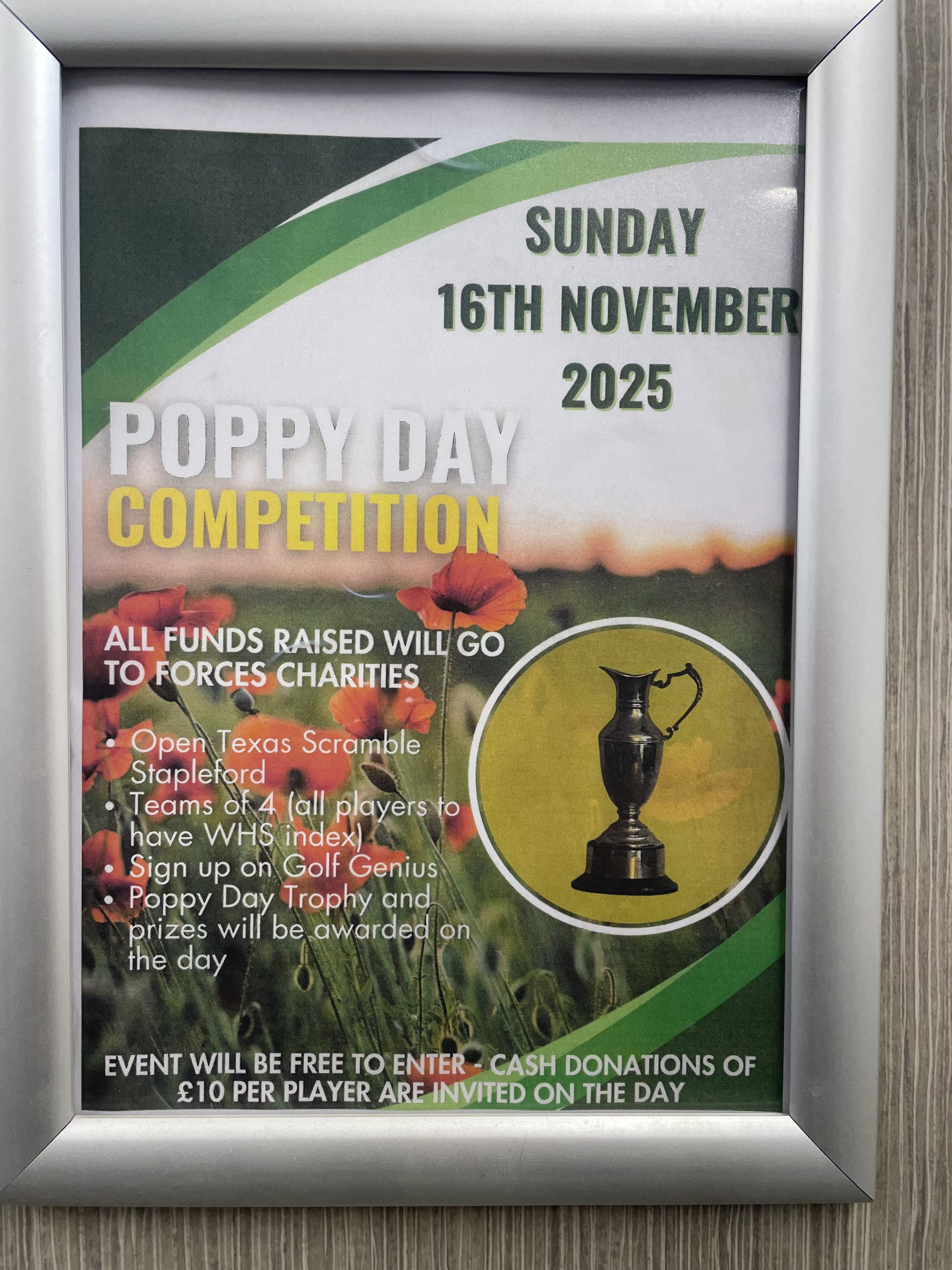 Remembrance Day Trophy Sunday 16th Nov